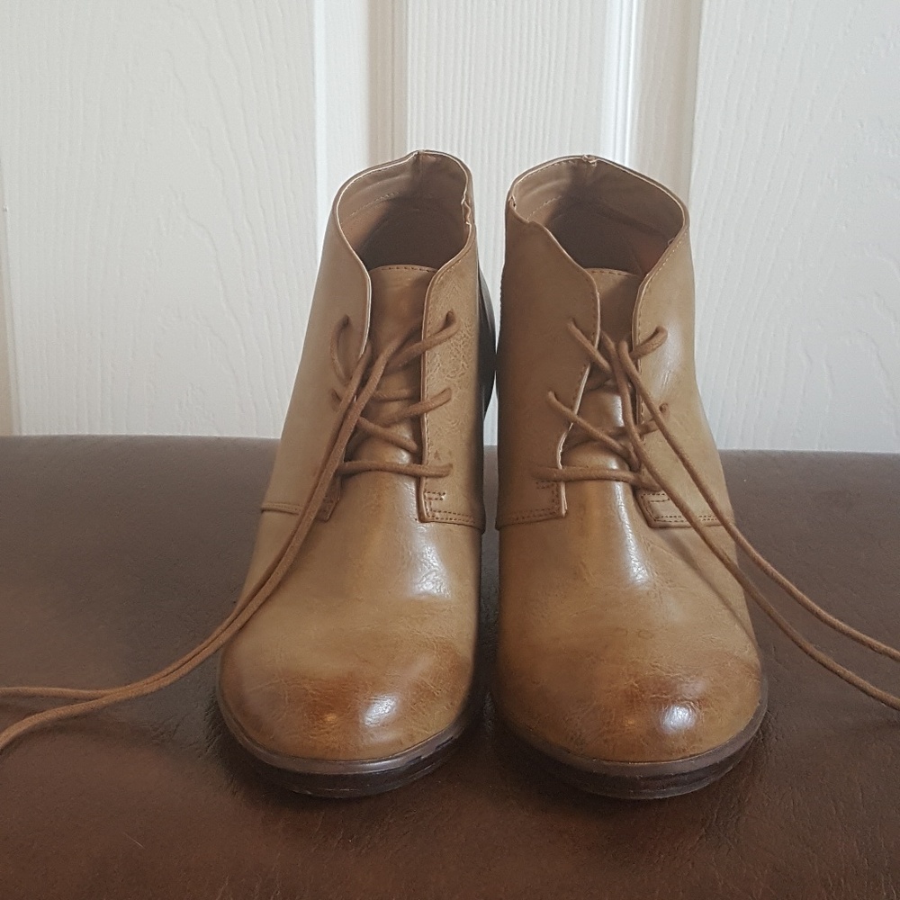 Lace Up Wedge Booties (Wide Width)